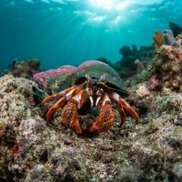 Acadian Hermit Crab (Pagurus acadianus) underwater