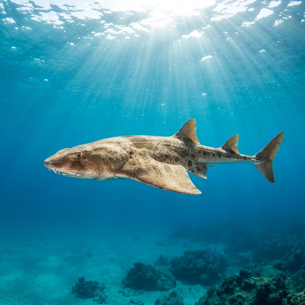 Angel Shark (Squatinidae spp.) cruising through the ocean