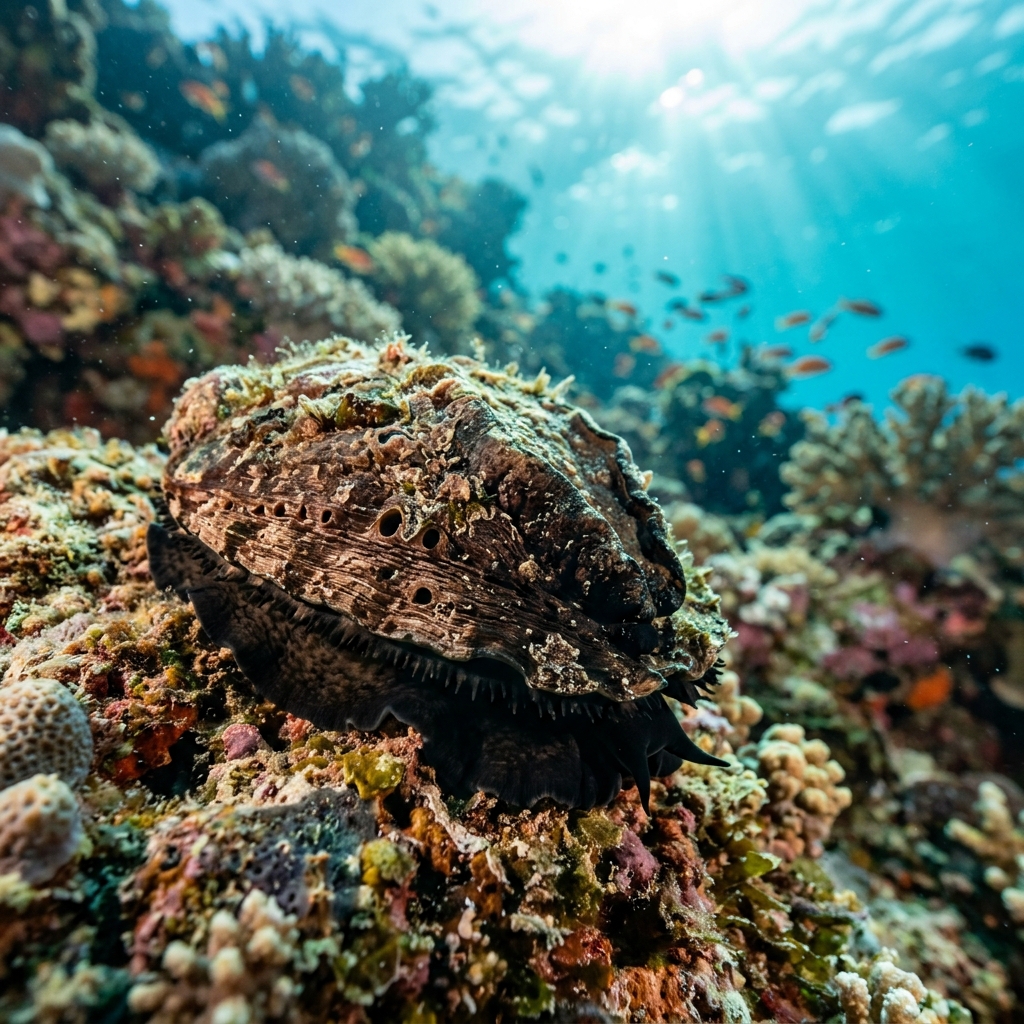 Blacklip Abalone (Haliotidae spp.) on the ocean floor
