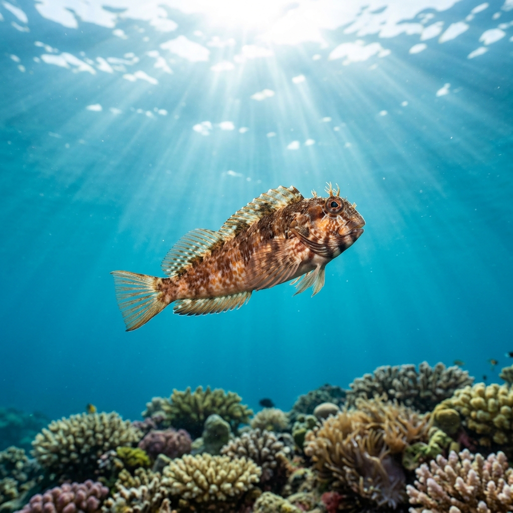 Blenny (Blenniidae spp.) swimming in its natural underwater habitat