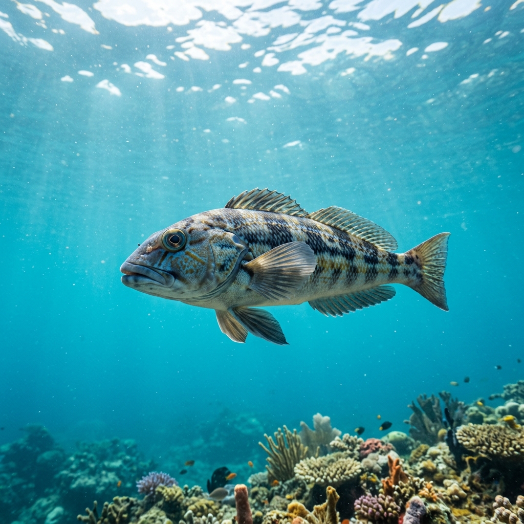 Blue Cod (Parapercis colias) swimming in its natural underwater habitat