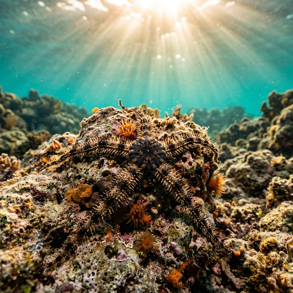 Brittle Star (Ophiuroidea spp.) in its marine habitat