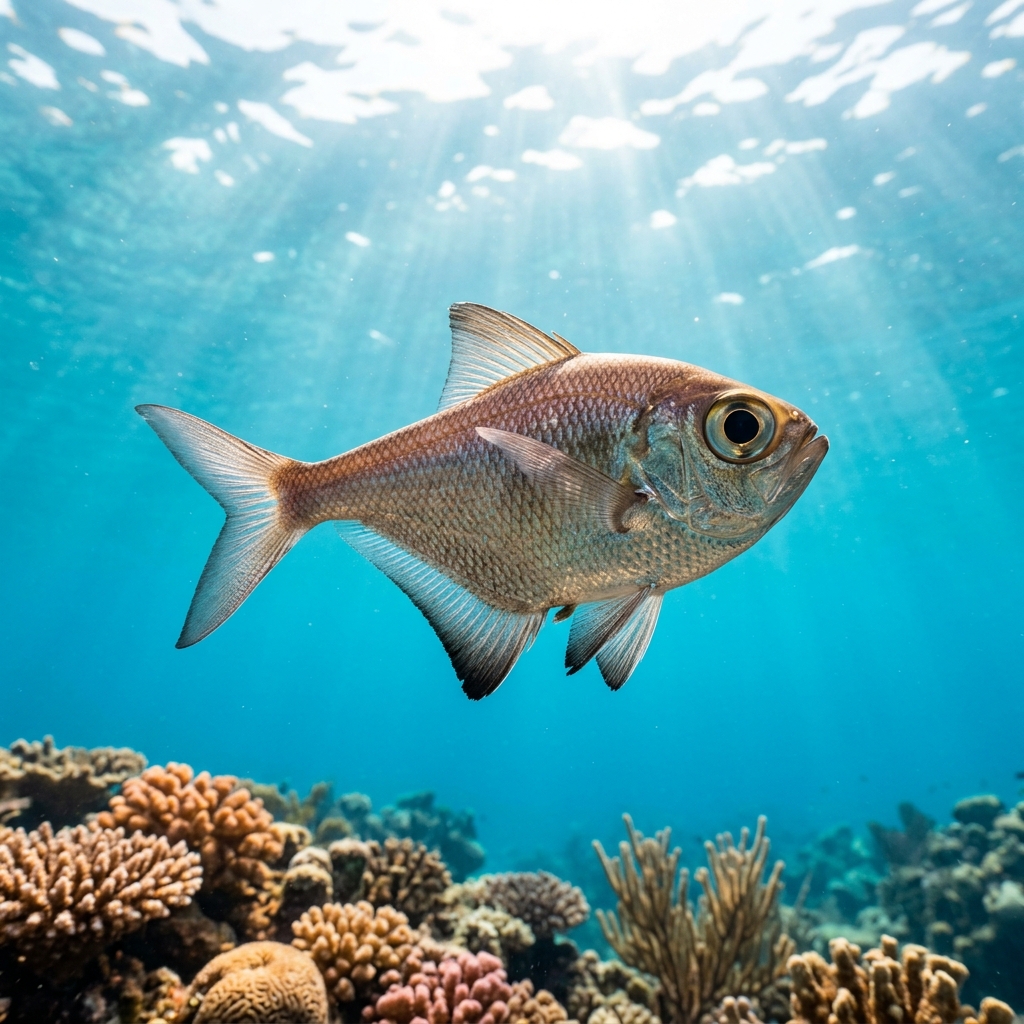 Bullseye (Pempheridae spp.) swimming in its natural underwater habitat
