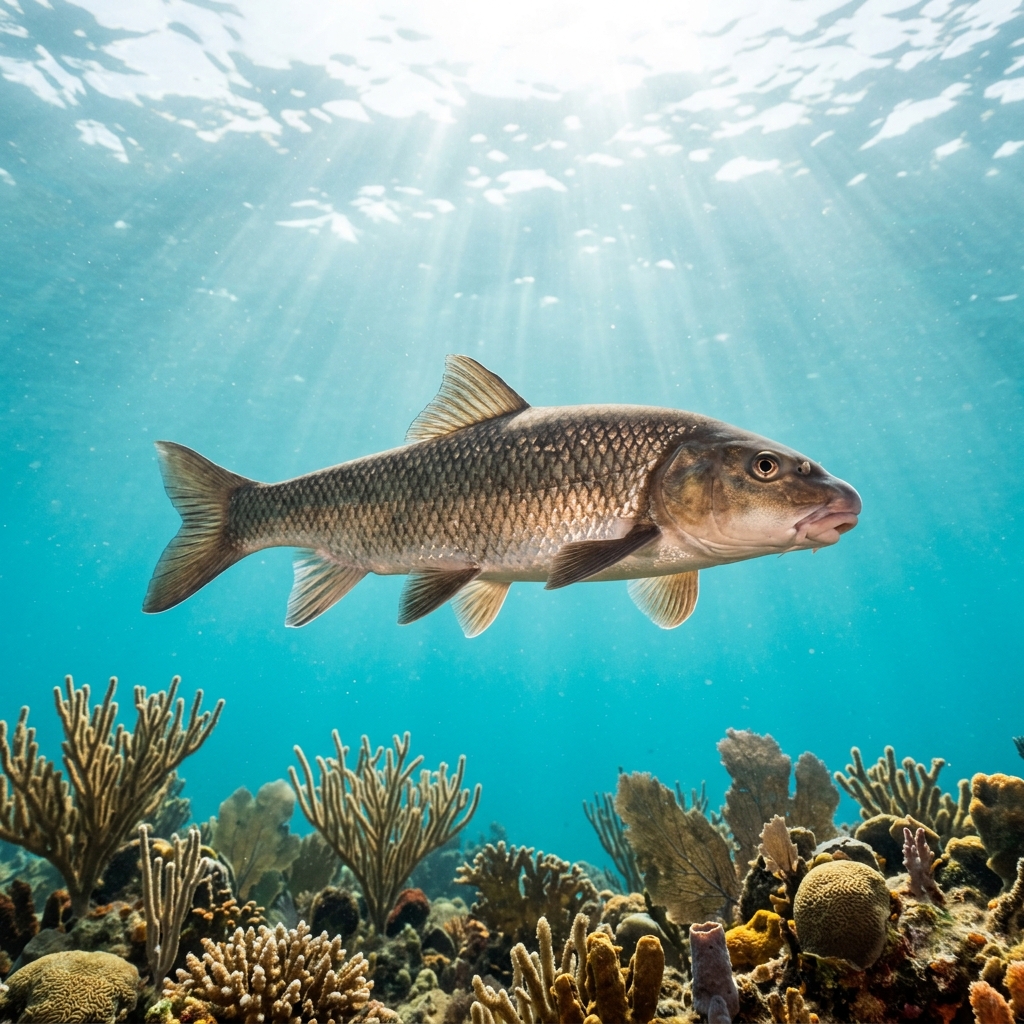 Chub (Catostomidae spp.) swimming in its natural underwater habitat