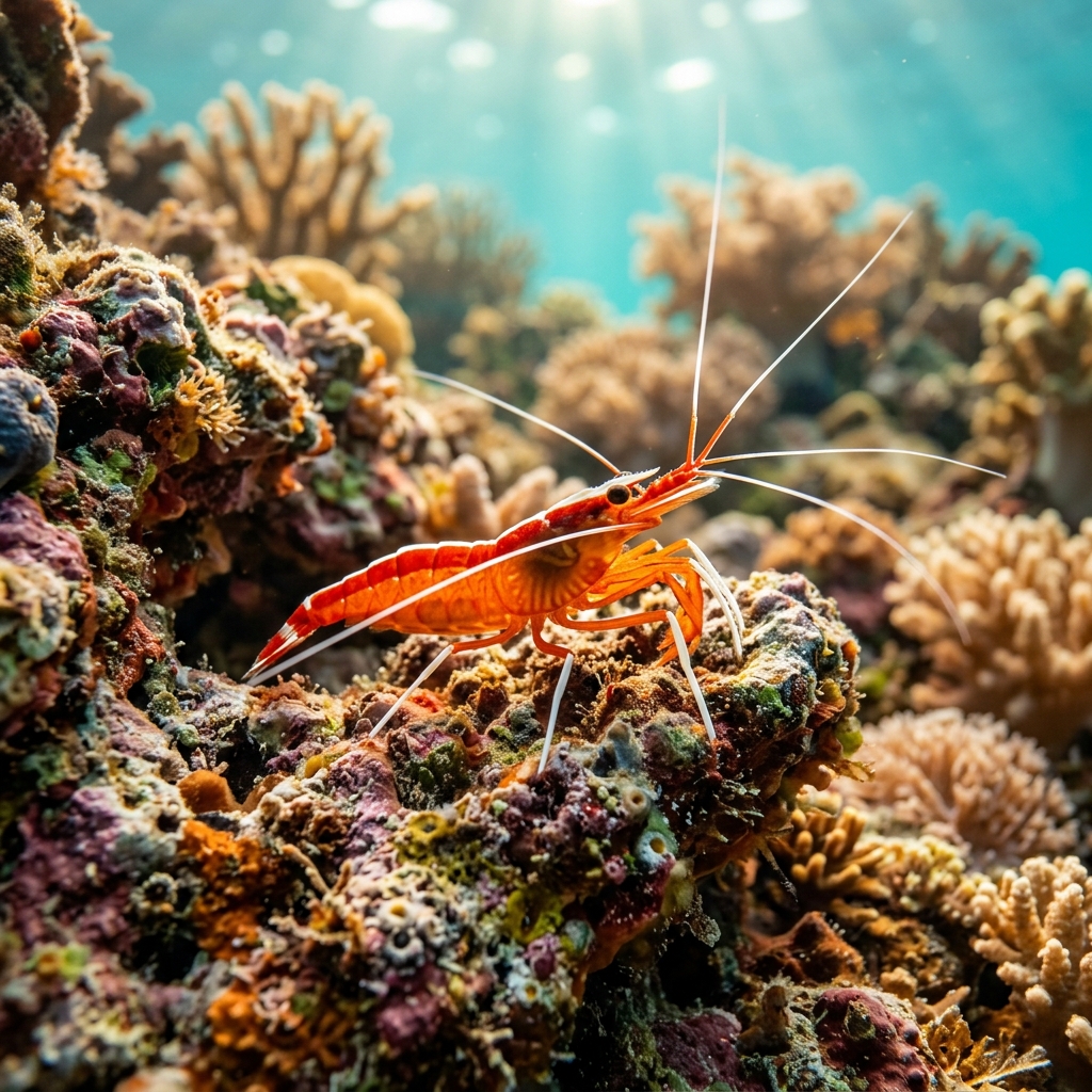 Cleaner Shrimp (Lysmata spp.) on a coral reef