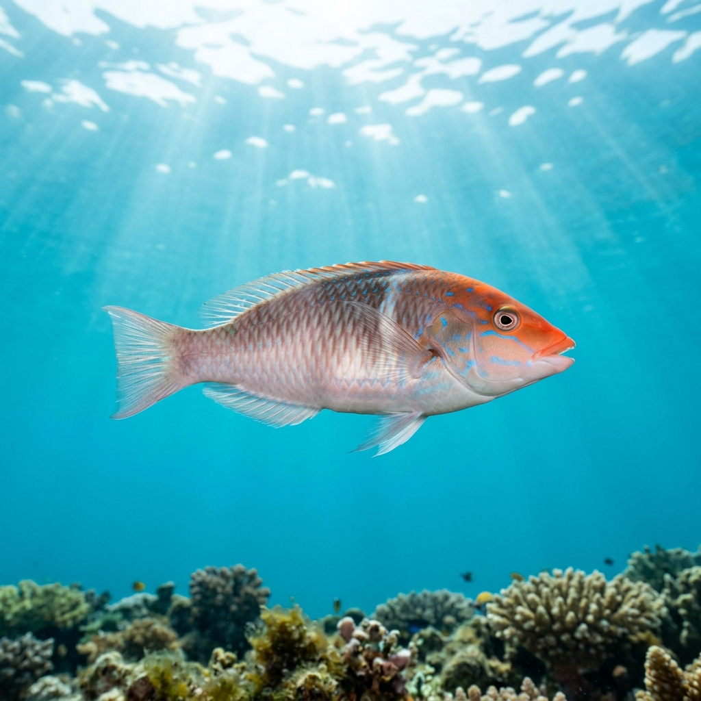 Cleaver Wrasse (Xyrichtys novacula) swimming in its natural underwater habitat
