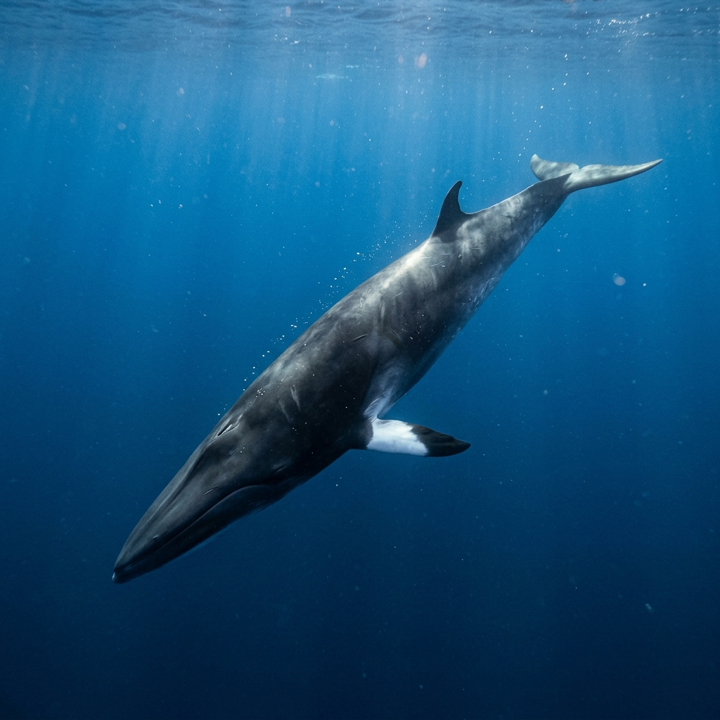 Common Minke Whale (Balaenoptera acutorostrata) in its natural marine environment