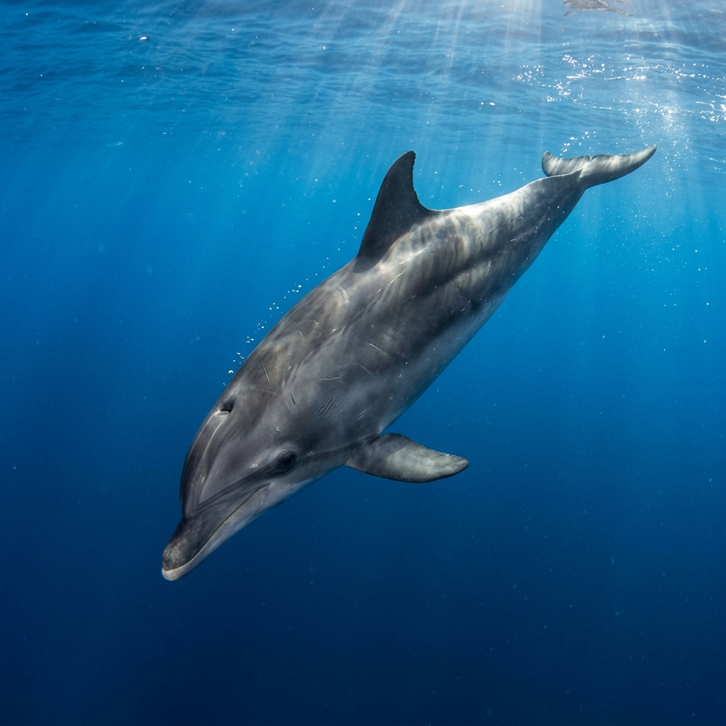 Dolphin (Delphinidae spp.) in its natural marine environment