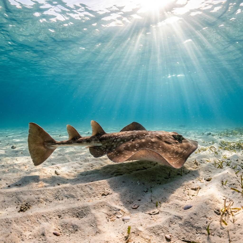 Electric Ray (Narcinidae spp.) gliding over the seafloor