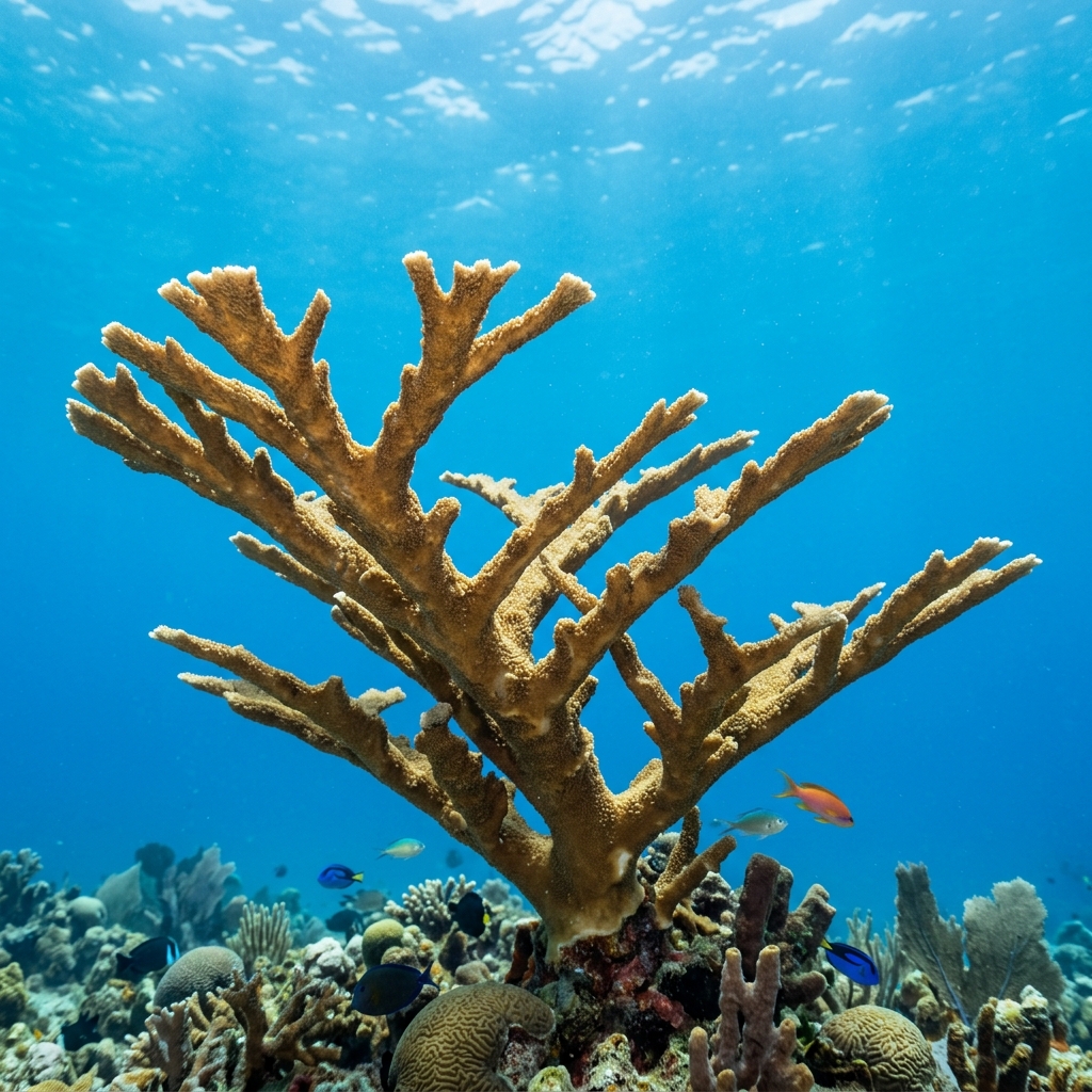 Elkhorn Coral (Acropora palmata) growing on a reef