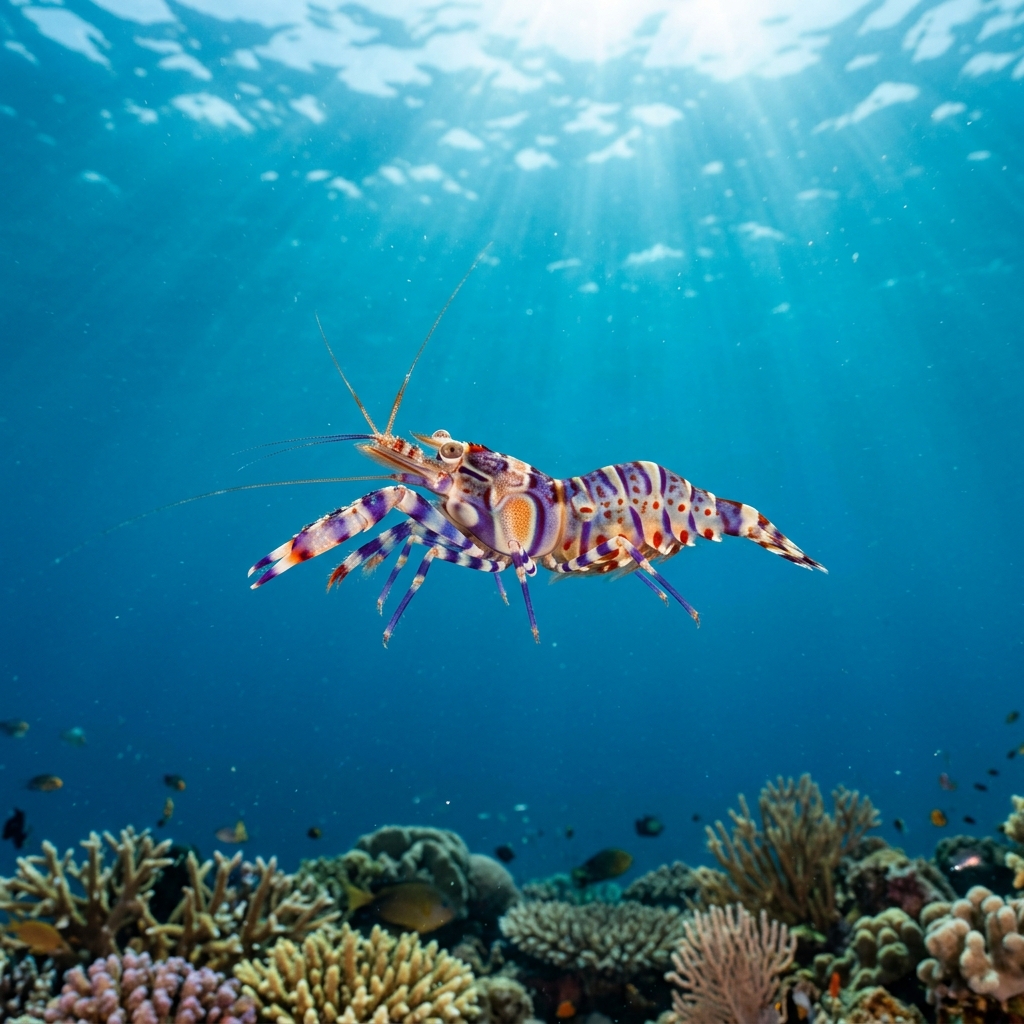 Emperor Shrimp (Zenopontonia rex) on a coral reef