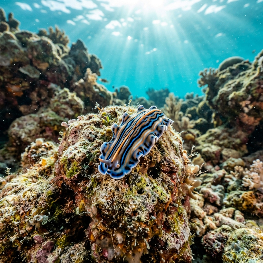 Flatworm (Polycladida spp.) in its marine habitat