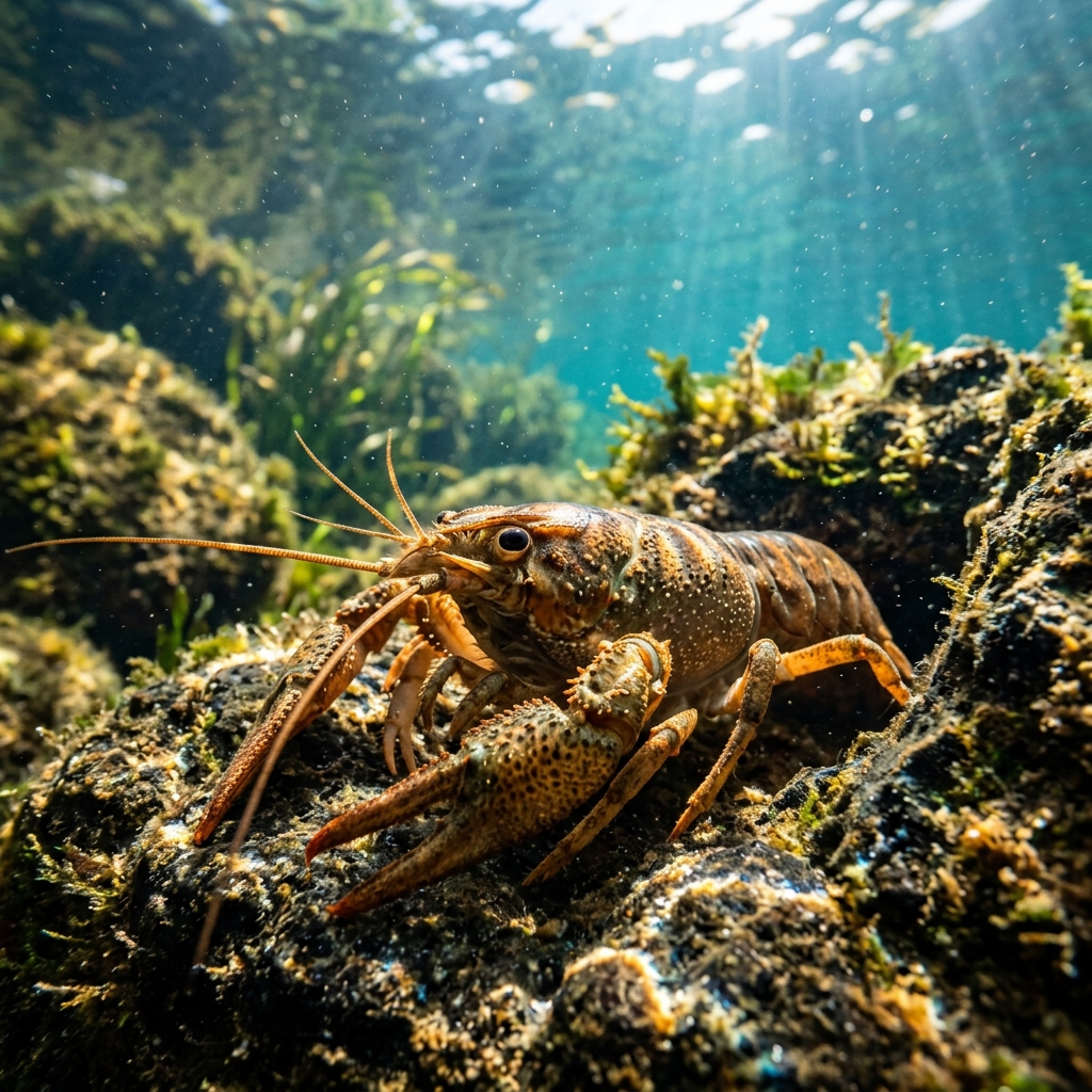 Freshwater Crayfish (Astacidae spp.) on a coral reef