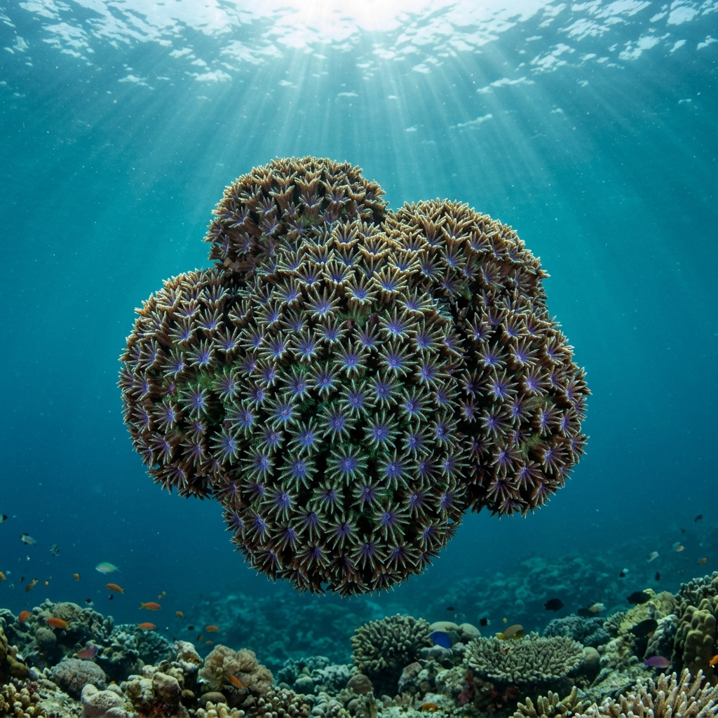 Galaxy Coral (Galaxea fascicularis) growing on a reef