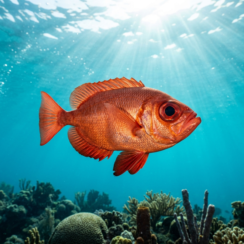 Glasseye (Priacanthidae spp.) swimming in its natural underwater habitat