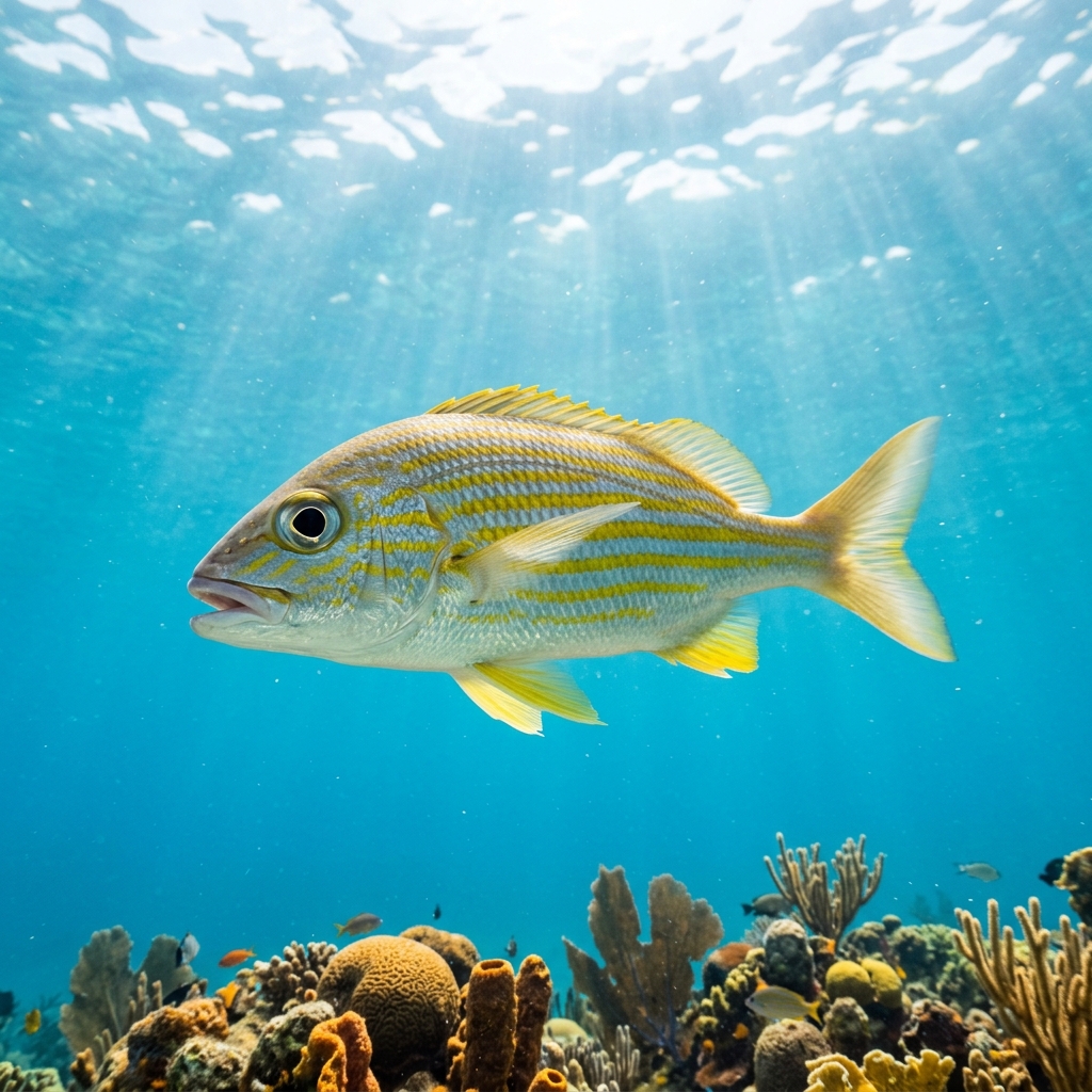 Gorette (Haemulon spp.) swimming in its natural underwater habitat