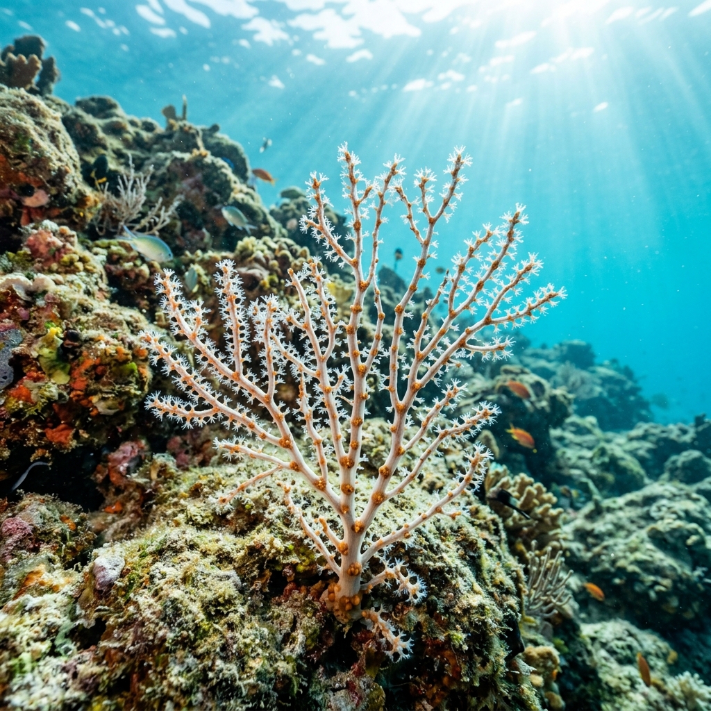 Gorgonian Coral (Isididae spp.) in its marine habitat