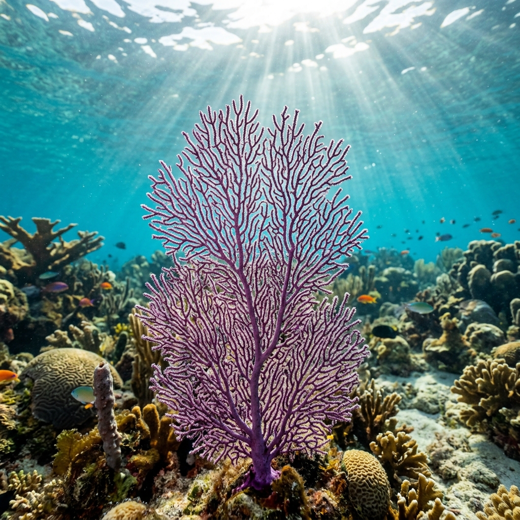Gorgonian (Gorgonacea spp.) growing on a reef