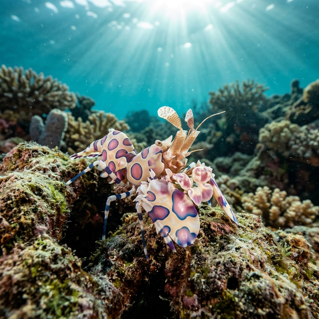 Harlequin Shrimp (Atyidae spp.) on a coral reef
