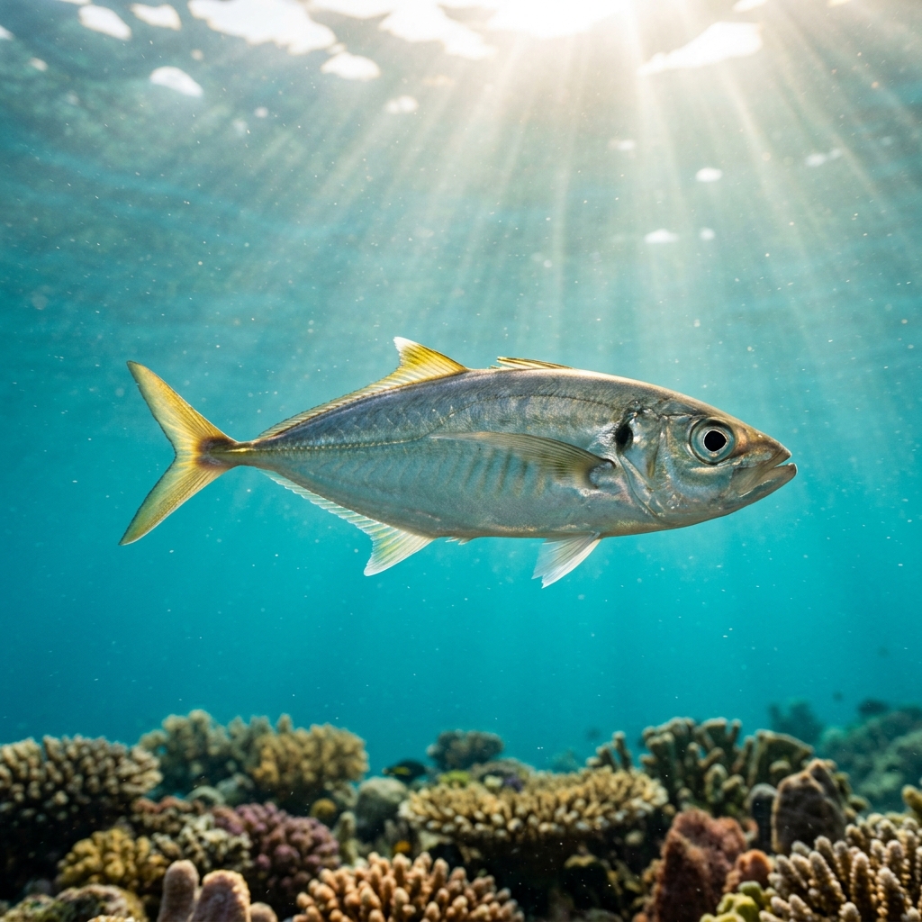 Jack (Atherinopsidae spp.) swimming in its natural underwater habitat