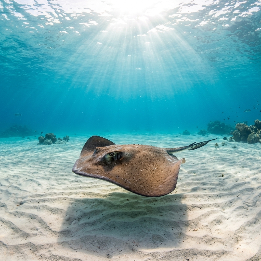 Jenkins Ray (Neotrygon trigonoides) gliding over the seafloor