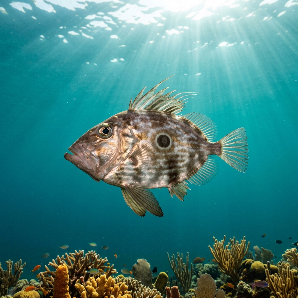 John Dory (Zeidae spp.) swimming in its natural underwater habitat