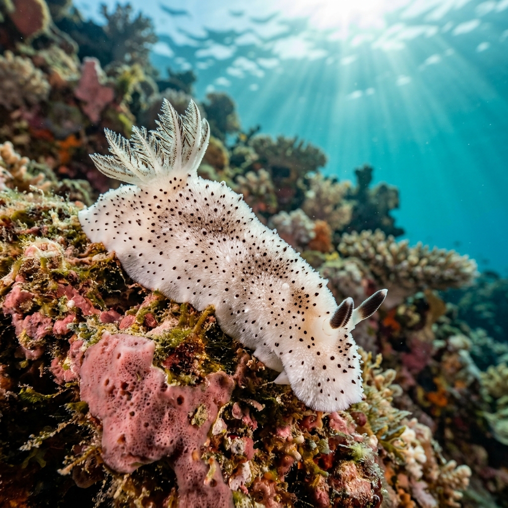 Jorunna Nudibranch (Jorunna spp.) on the ocean floor