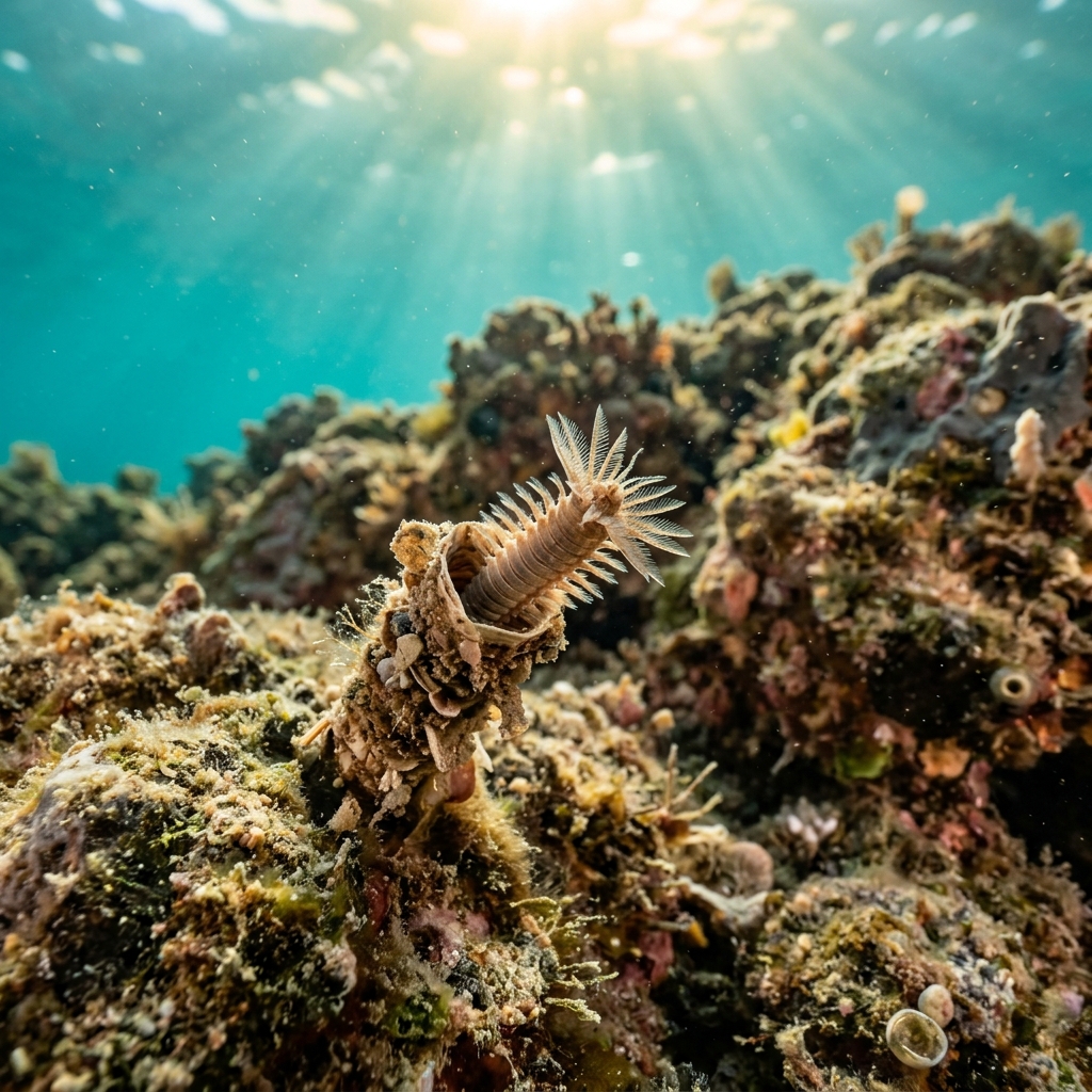 Quill Worm (Onuphidae spp.) in its marine habitat