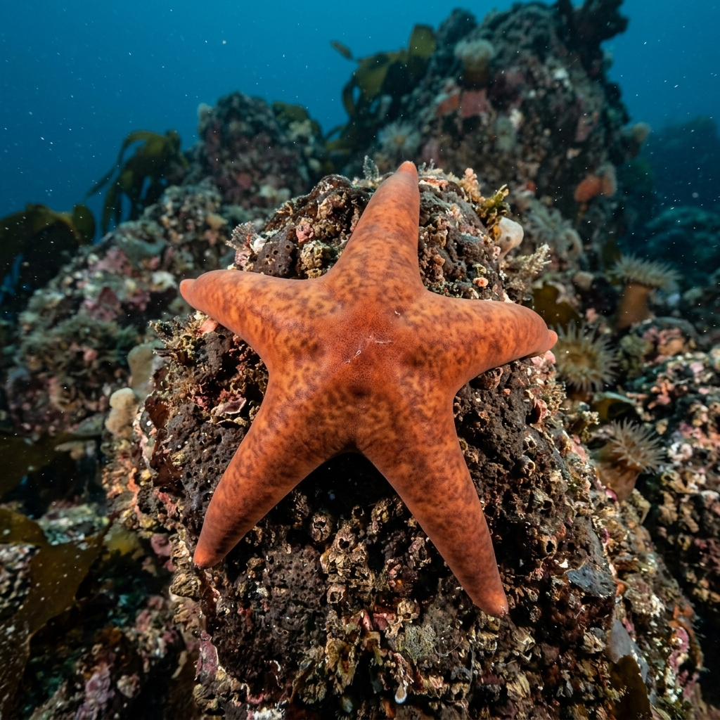 Leather Star (Dermasterias imbricata) in its marine habitat