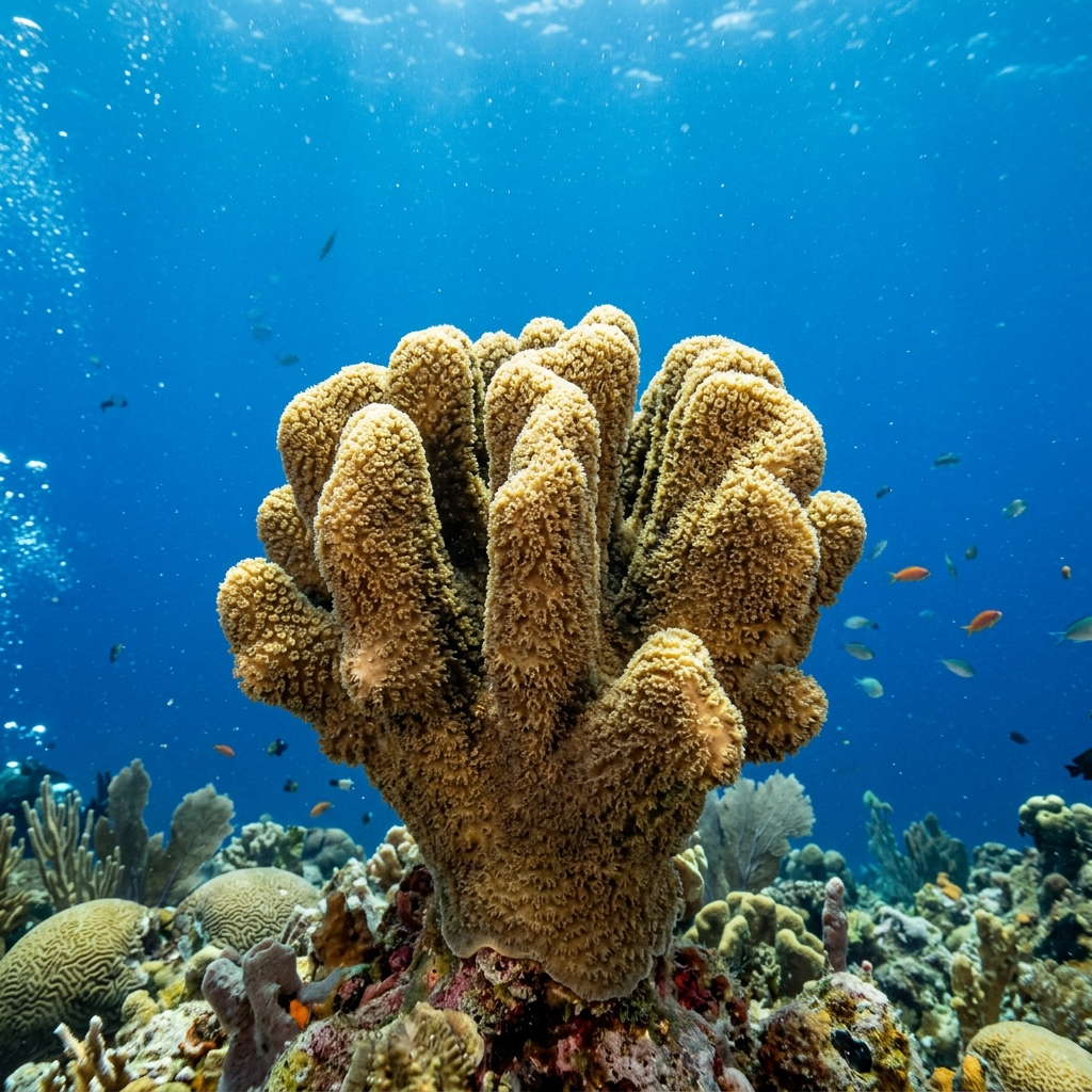 Lobed Star Coral (Orbicella annularis) growing on a reef