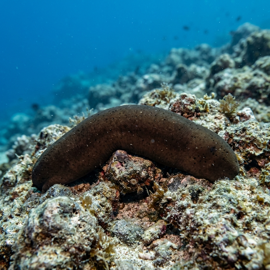 Lollyfish Sea Cucumber (Holothuria atra) in its marine habitat