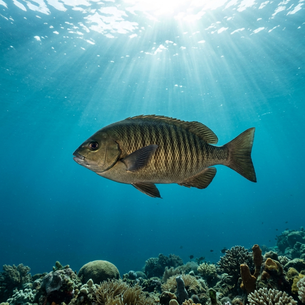 Luderick (Girella tricuspidata) swimming in its natural underwater habitat