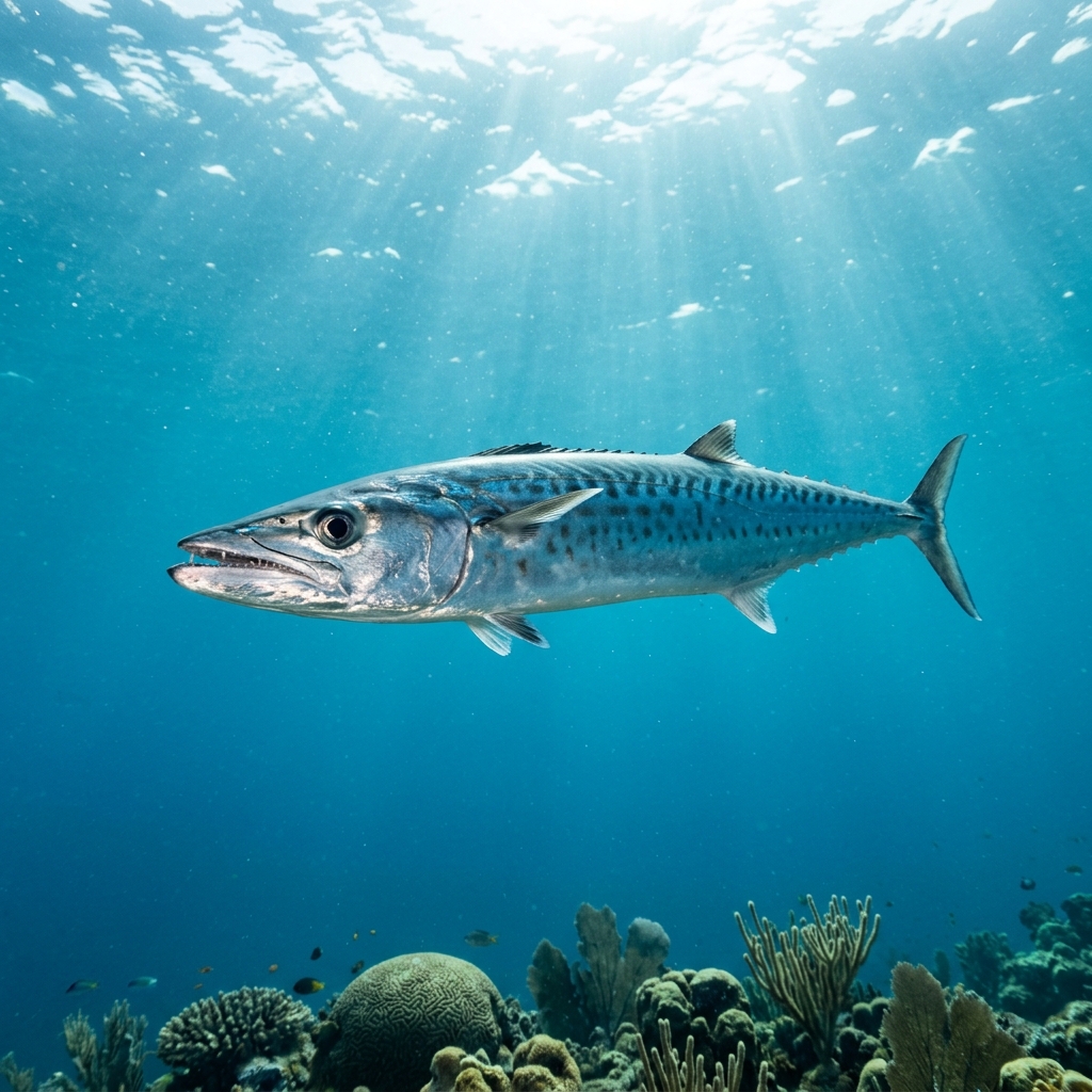 Mackerel (Gempylidae spp.) swimming in its natural underwater habitat