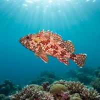 Marbled Rockfish (Sebastiscus marmoratus) underwater