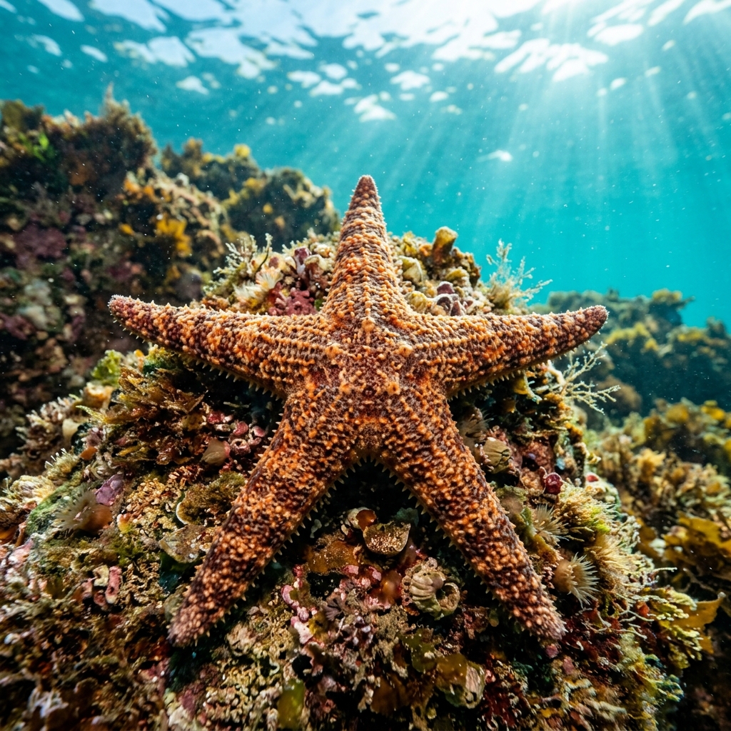 Mottled Star (Evasterias troschelii) in its marine habitat