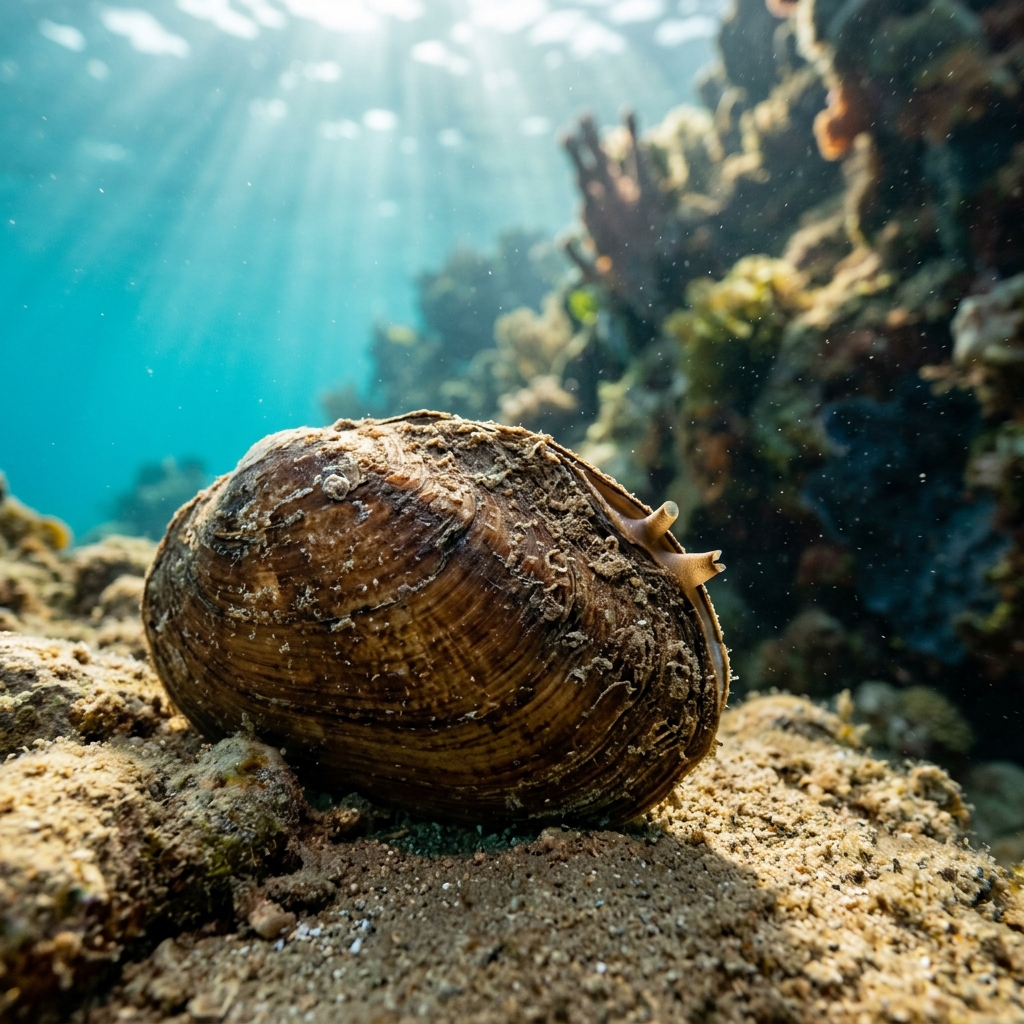Mussel (Unionidae spp.) on the ocean floor
