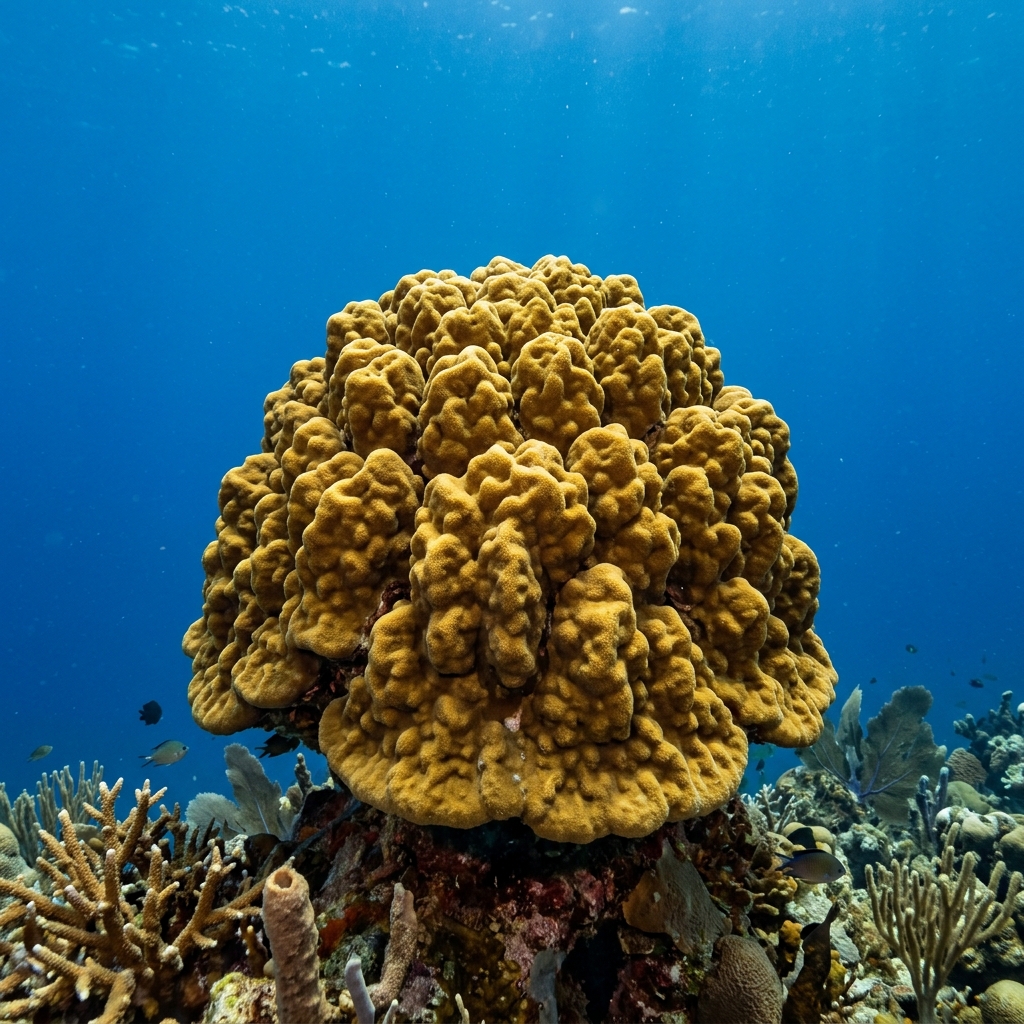 Mustard Hill Coral (Porites astreoides) growing on a reef