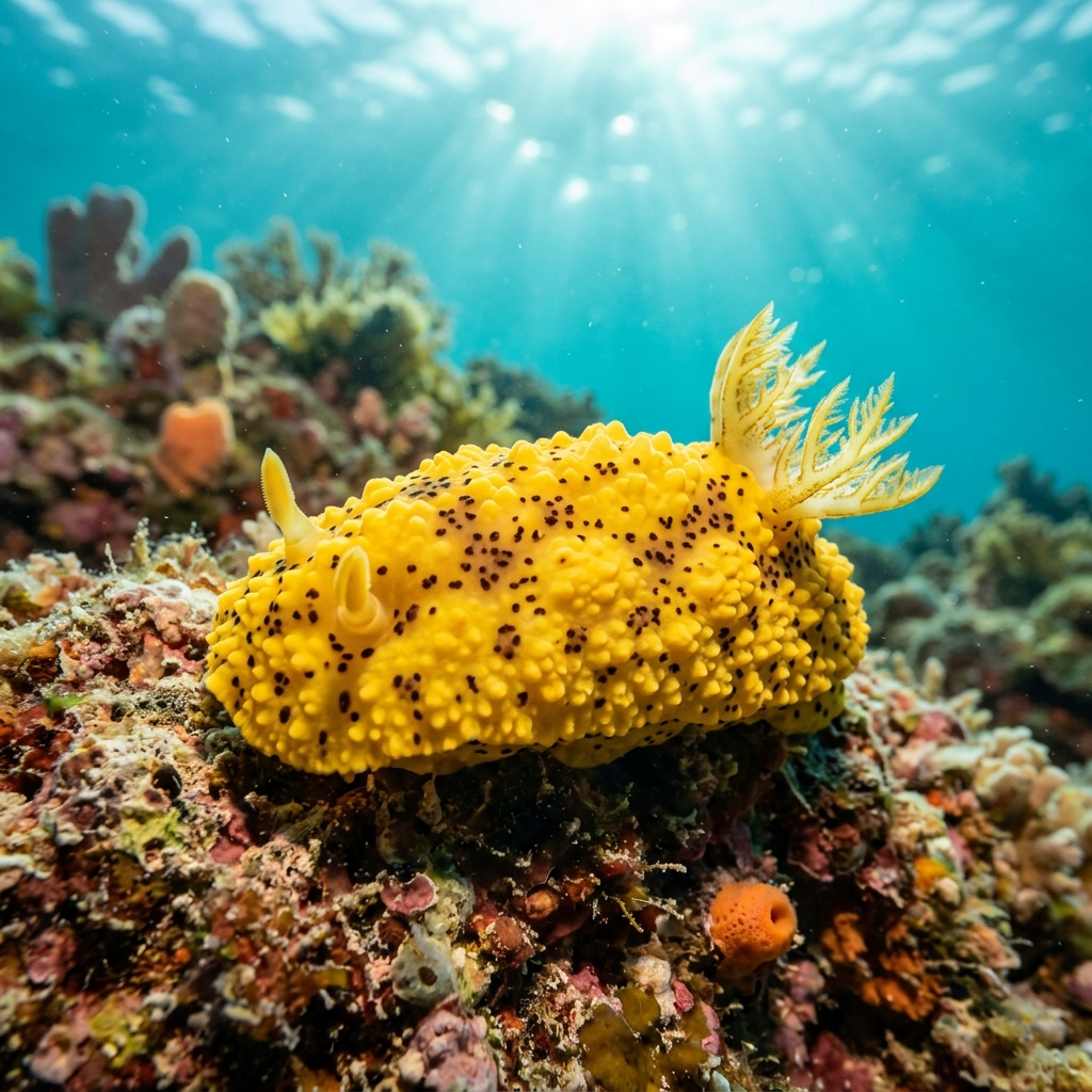 Noble Dorid (Peltodoris nobilis) on the ocean floor