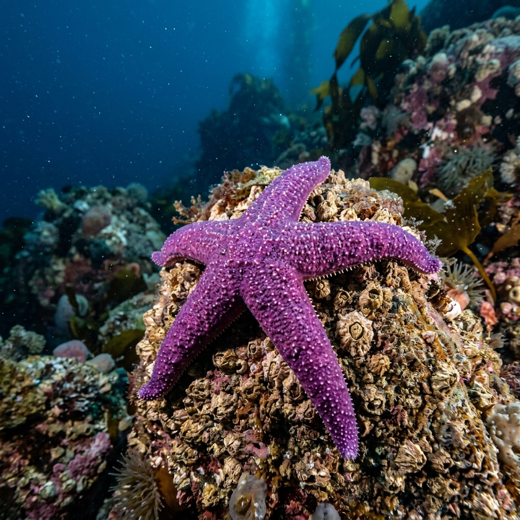 Ochre Sea Star (Pisaster ochraceus) in its marine habitat