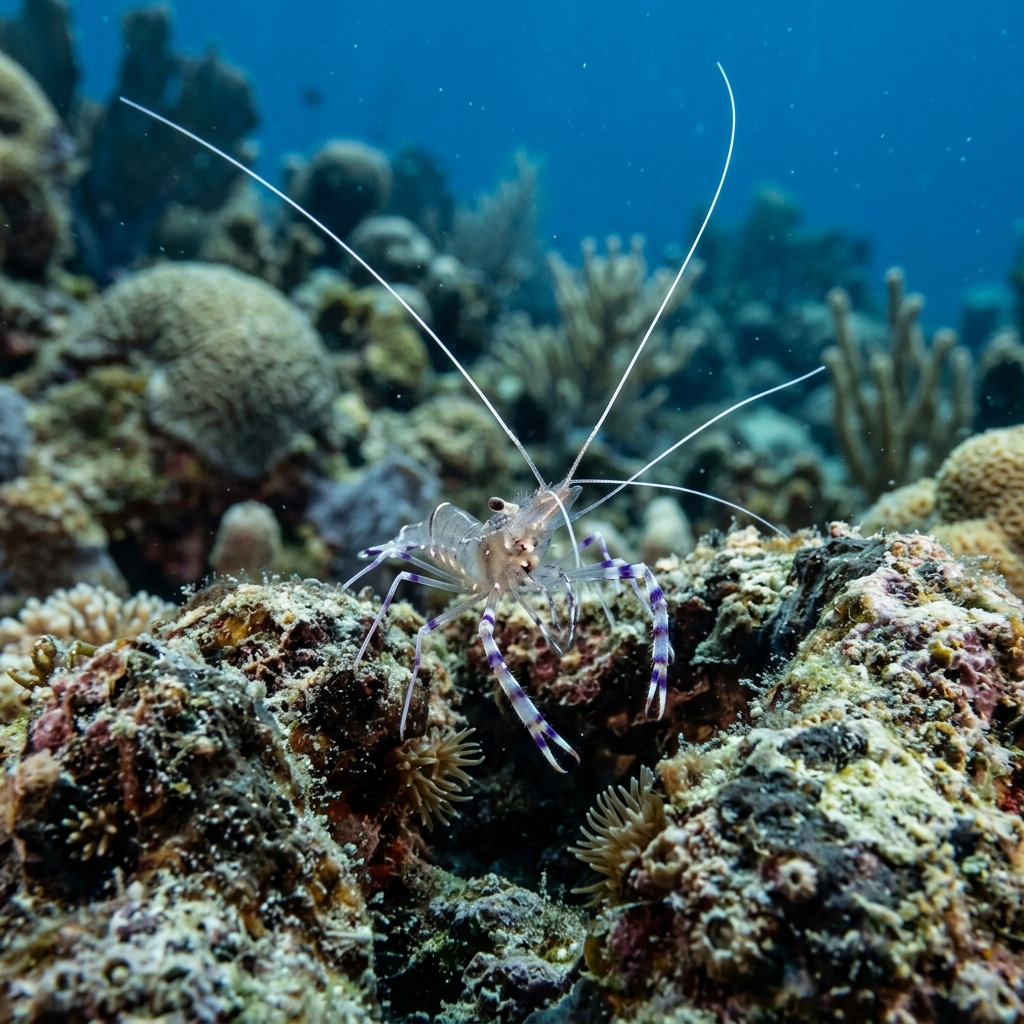 Pederson Cleaner Shrimp (Ancylomenes pedersoni) on a coral reef