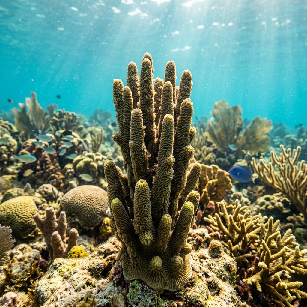 Pillar Coral (Meandrinidae spp.) growing on a reef