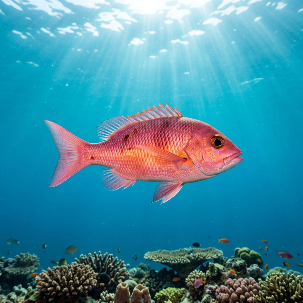 Pink Maomao (Caprodon longimanus) swimming in its natural underwater habitat