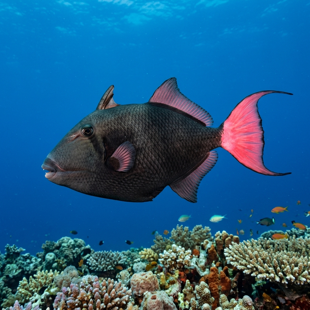 Pinktail Triggerfish (Melichthys vidua) swimming in its natural underwater habitat