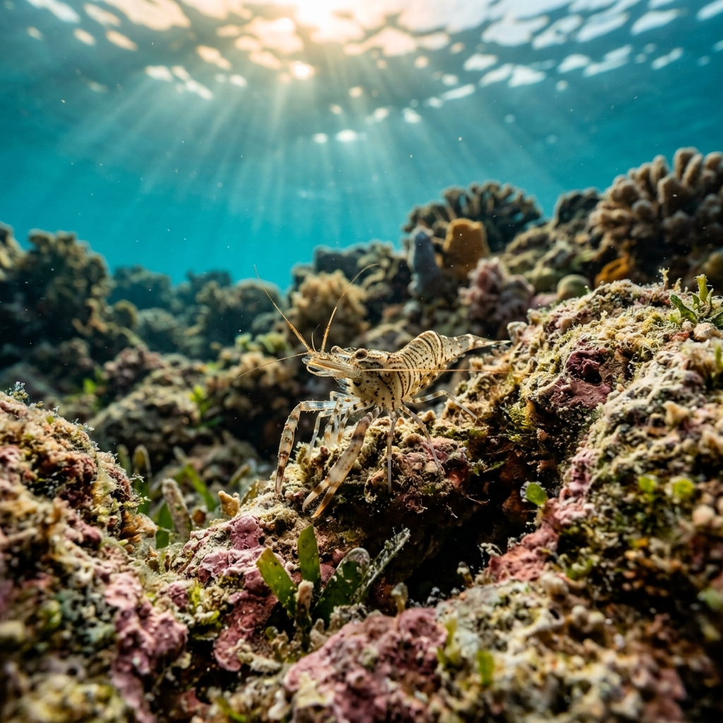 Posidonia (Palaemonidae spp.) swaying in the current