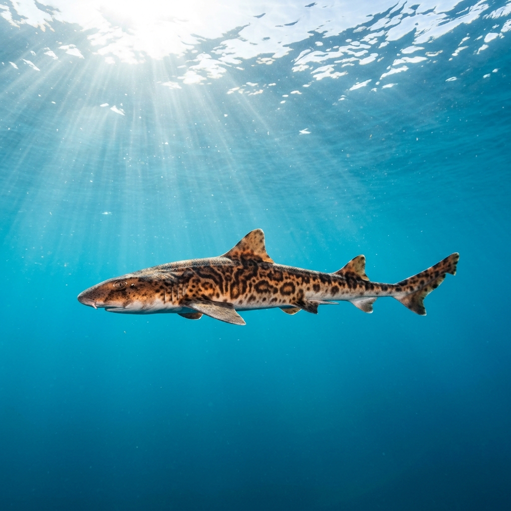 Puffadder Shyshark (Haploblepharus edwardsii) cruising through the ocean