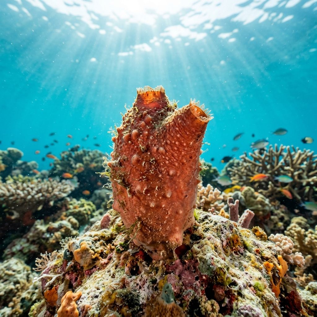 Red Bait (Pyuridae spp.) swimming in its natural underwater habitat