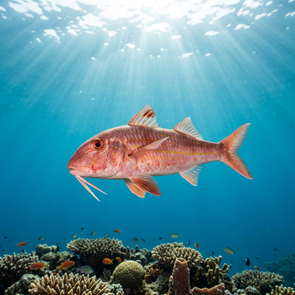 Red Mullet (Mullus spp.) swimming in its natural underwater habitat