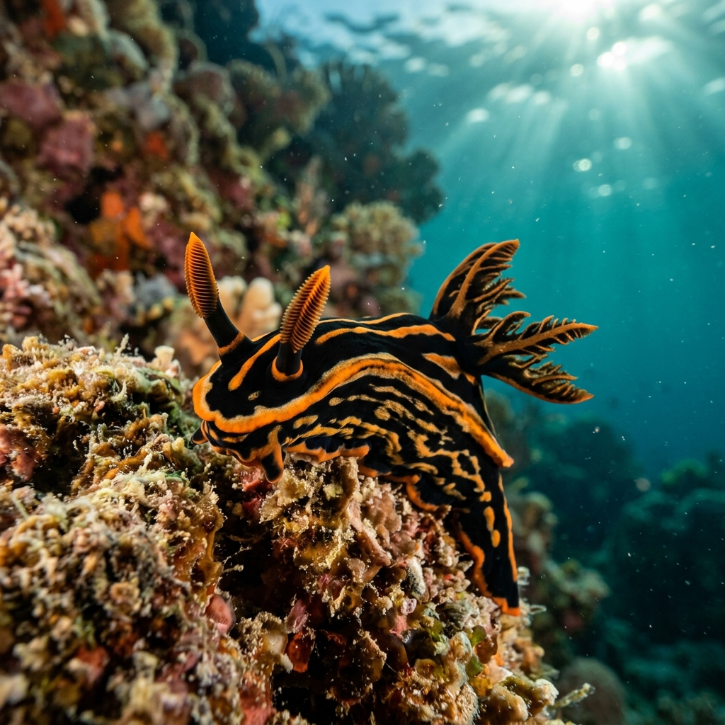 Roboastra Nudibranch (Roboastra spp.) on the ocean floor