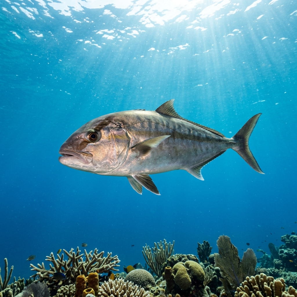 Samson Fish (Seriola hippos) swimming in its natural underwater habitat