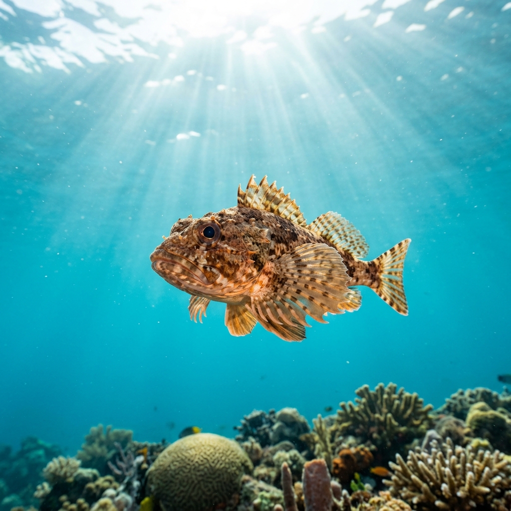 Sculpin (Cottidae spp.) swimming in its natural underwater habitat
